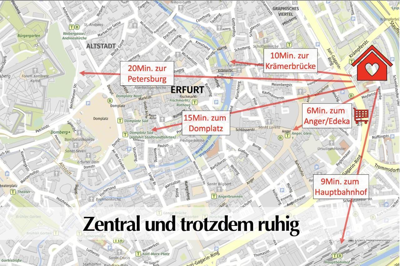 Helle 72Qm Maisonette Wohnung Im Herzen Erfurts Mit Kingsize Bett, Smart-Tv, Etc Exteriér fotografie
